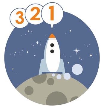 Rocket Launch Countdown Vector Graphic