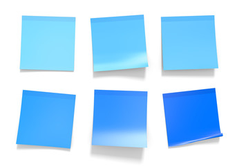 Set of blue office sticky notes for reminders and important information, 3D rendering - 117711234