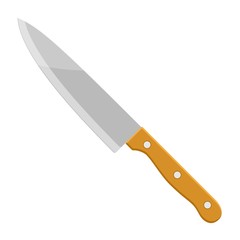 Kitchen knife cutter with handle sharp blade cook in flat style. Knife icon steel vector kitchenware cooking equipment isolated on white background.