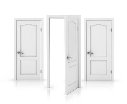 Closed and doors Isolated on White Background