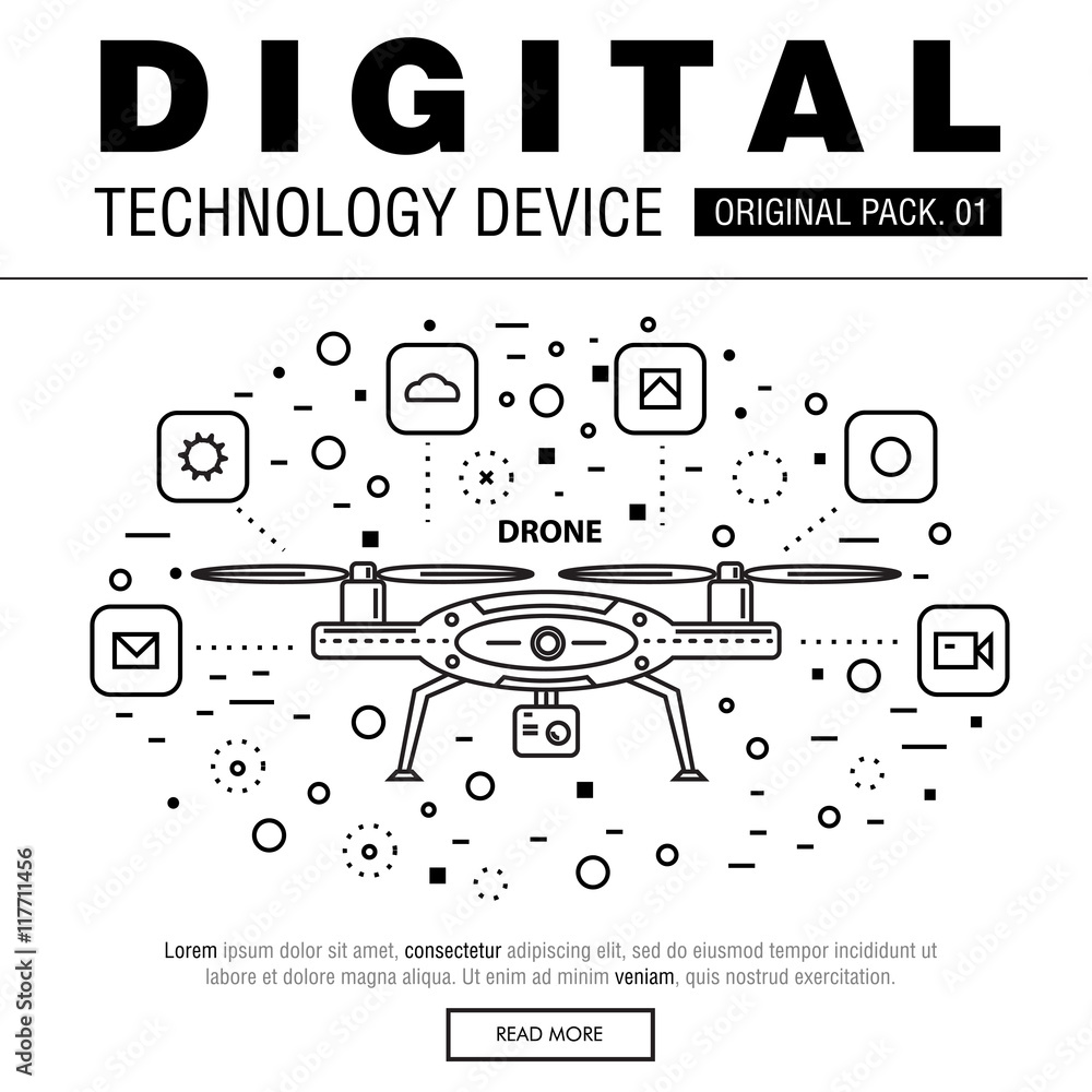 Aufkleber modern digital technology pack. thin line icons set internet technology. devices set collection with