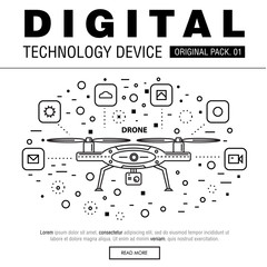 Modern digital technology pack. Thin line icons set internet technology. Devices set collection with global industry elements. Premium quality vector symbol. Stroke pictogram for web design.