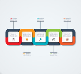 Abstract infographic template. Business concept with 5 options, steps, parts. Vector banner for timeline infographics, workflow layout, diagram chart, annual report, presentation, web design.