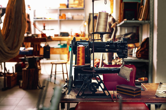 Sewing machine in workshop