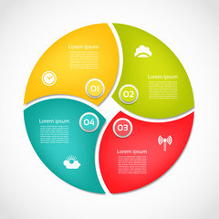 Vector circle infographic. Template for cycle diagram, graph, presentation and round chart. Business concept with 4  options, parts, steps or processes. Abstract background