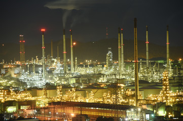 Oil refinery industry in twilight time, Thailand