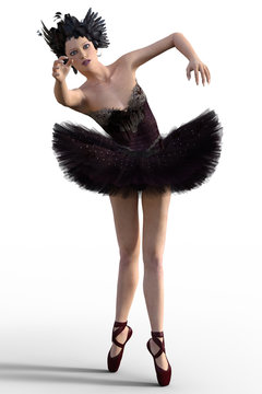 3d CG render of ballerina in classic fluffy outfit isolated on white background.