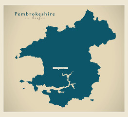 Modern Map - Pembrokeshire Wales UK