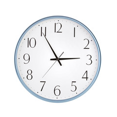 Round clock shows five minutes to three