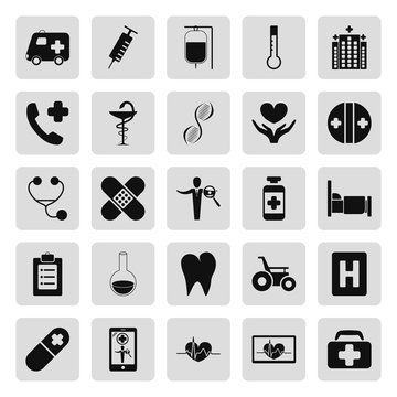 Medical simple icon set on background