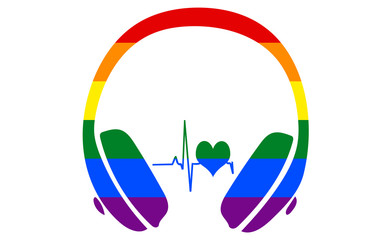 Colourful, Rainbow Headphone withe Beatline and Heart