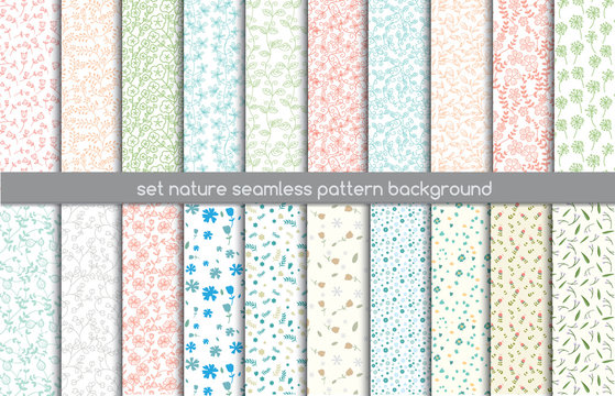set nature seamless patterns.pattern swatches included for illustrator user, pattern swatches included in file, for your convenient use
