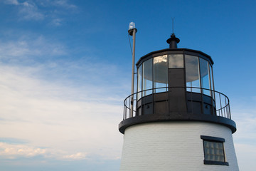 Small Castle Hill lighthouse in Newport, Rhode Island, USA