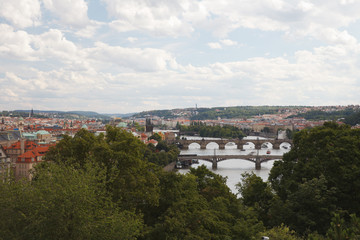Fototapeta na wymiar View of the River Vltava, bridges and the city. Prague 