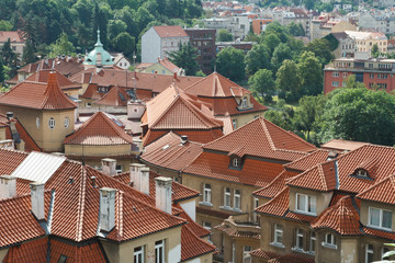 Fototapeta na wymiar View of the red roofs of old Prague. 