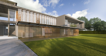 Fototapeta na wymiar 3d rendering nice modern style house with beautiful ground