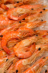 Boiled shrimp on ice
