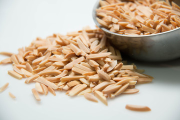  stick Almond nuts on white background