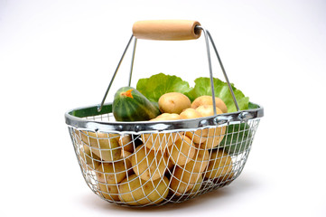 Panier acier avec pommes de terres