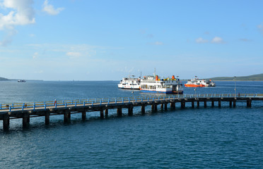 Naklejka premium Passenger ferry from Java to Bali, Indonesia