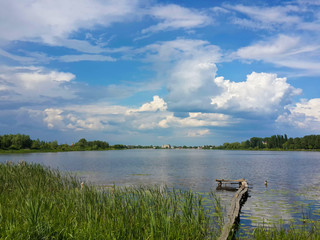 Beautiful nature, river and cloudy blue sky/Beautiful nature, river and cloudy blue sky