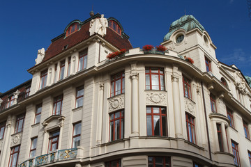 Fototapeta na wymiar Historic building in the center of Prague. Fragment 