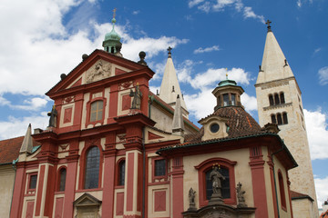 Fototapeta na wymiar St. George's Basilica (Basilika sv. Jiri) at Prague Castle, Czech 