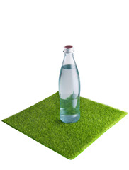 Water on the grass with isolated background