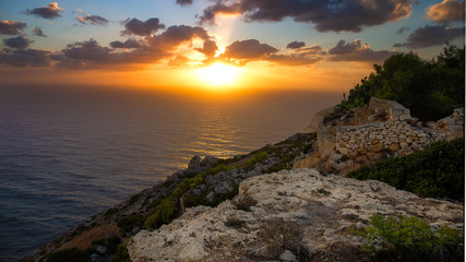 Fototapeta premium Sonnenuntergang bei den Klippen von Dingli