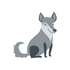 Grey Wolf Sitting Like A Dog Smiling
