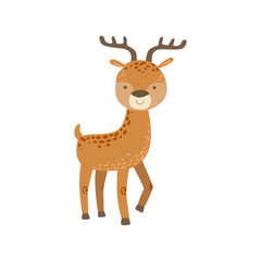 Fototapeta premium Brown Spotter Deer With Antlers Stading