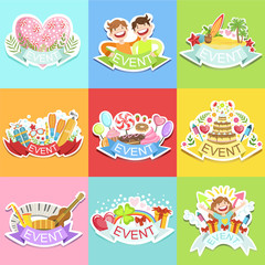Event Template Labels Set Of Cute Stickers