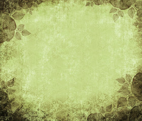 Ancient wall-paper grunge on a rough cloth, with flower edges, g