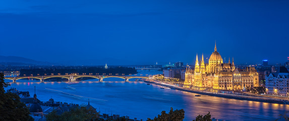 Budapest Cityscape at night with the Hungarian Parliament