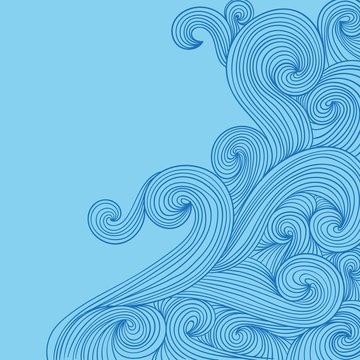 Hand drawn waves in doodle style