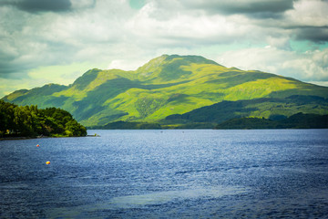 Beautiful landscape at Loch Lomond lake in Luss, Argyll&Bute in Scotland, UK