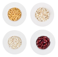 pile of pearl barley ,Red bean,white sorghum,Millet isolated on