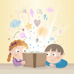 Kids reading a fairy tale