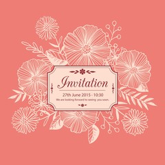 Floral invitation in retro style