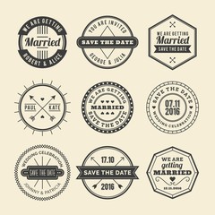 Retro wedding badges