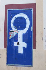 CASTELLON, SPAIN - 2016: Woman symbol on the wall