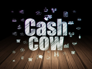 Business concept: Cash Cow in grunge dark room