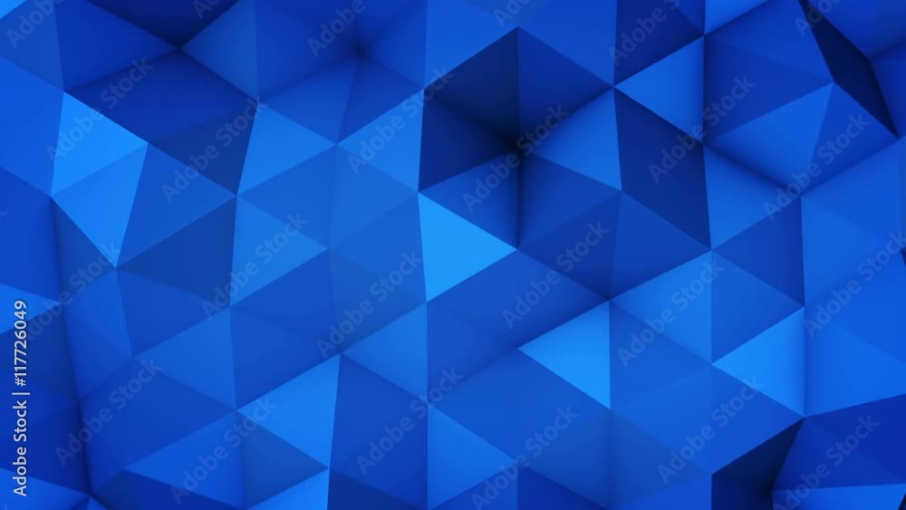 Poster blue polygonal geometric surface vibrating. computer generated seamless loop motion background. abst