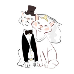 Кошки свадебная векторная иллюстрация.