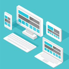Responsive pc. Flat design modern vector illustration. SEO optim