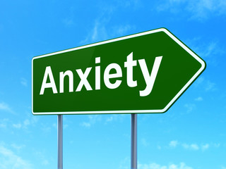 Healthcare concept: Anxiety on road sign background