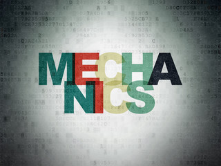 Science concept: Mechanics on Digital Data Paper background