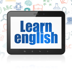 Learning concept: Tablet Computer with Learn English on display