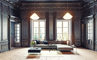black living room