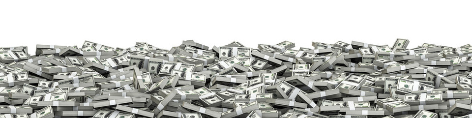 Panorama stacks dollars / 3D illustration of panoramic stacks of hundred dollar bills - 117727882
